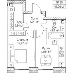 1-BD Apartment Sale, 43.26 sq. m. at SEZAR CITY, 2nd Khoroshyovsky Drive, Moscow, Russia #4
