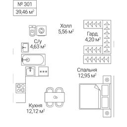 1-BD Apartment Sale, 39.46 sq. m. at SEZAR CITY, 2nd Khoroshyovsky Drive, Moscow, Russia #4