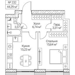 1-BD Apartment Sale, 44.29 sq. m. at SEZAR CITY, 2nd Khoroshyovsky Drive, Moscow, Russia #4