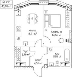 1-BD Apartment Sale, 43.18 sq. m. at SEZAR CITY, 2nd Khoroshyovsky Drive, Moscow, Russia #4