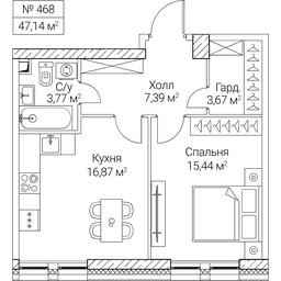 1-BD Apartment Sale, 47.14 sq. m. at SEZAR CITY, 2nd Khoroshyovsky Drive, Moscow, Russia #4