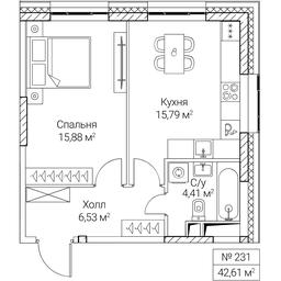1-BD Apartment Sale, 42.61 sq. m. at SEZAR CITY, 2nd Khoroshyovsky Drive, Moscow, Russia #4