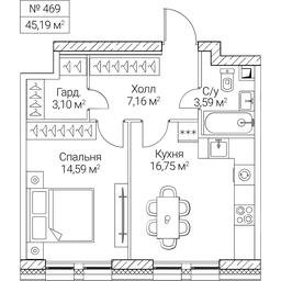 1-BD Apartment Sale, 45.19 sq. m. at SEZAR CITY, 2nd Khoroshyovsky Drive, Moscow, Russia #4