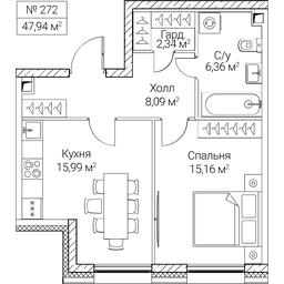 1-BD Apartment Sale, 47.94 sq. m. at SEZAR CITY, 2nd Khoroshyovsky Drive, Moscow, Russia #4