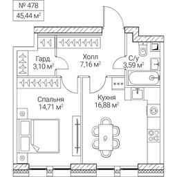 Продажа 1-комн. квартиры, 45,44 м² в ЖК «SEZAR CITY», 2-й Хорошёвский проезд, Москва, Россия #4
