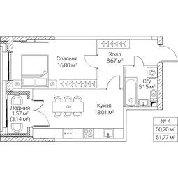 1-BD Apartment Sale, 50.2 sq. m. at SEZAR CITY, 2nd Khoroshyovsky Drive, Moscow, Russia #4