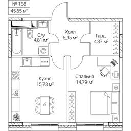 1-BD Apartment Sale, 45.65 sq. m. at SEZAR CITY, 2nd Khoroshyovsky Drive, Moscow, Russia #4