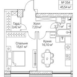1-BD Apartment Sale, 45.54平方米 at SEZAR CITY, 2nd Khoroshyovsky Drive, Moscow, Russia #4