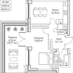 1-BD Apartment Sale, 53.86 sq. m. at SEZAR CITY, 2nd Khoroshyovsky Drive, Moscow, Russia #4