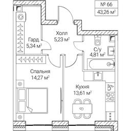 1-BD Apartment Sale, 43.26 sq. m. at SEZAR CITY, 2nd Khoroshyovsky Drive, Moscow, Russia #4