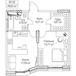 1-BD Apartment Sale, 49.03平方米 at SEZAR CITY, 2nd Khoroshyovsky Drive, Moscow, Russia #4