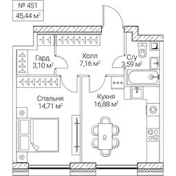 1-BD Apartment Sale, 45.44 sq. m. at SEZAR CITY, 2nd Khoroshyovsky Drive, Moscow, Russia #4