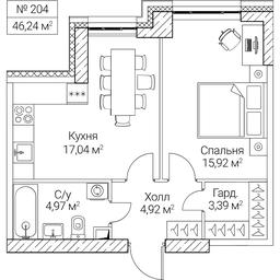 1-BD Apartment Sale, 46.24平方米 at SEZAR CITY, 2nd Khoroshyovsky Drive, Moscow, Russia #4