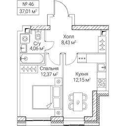 1-BD Apartment Sale, 37.01平方米 at SEZAR CITY, 2nd Khoroshyovsky Drive, Moscow, Russia #4