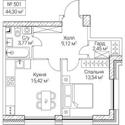 1-BD Apartment Sale, 44.3 sq. m. at SEZAR CITY, 2nd Khoroshyovsky Drive, Moscow, Russia #4