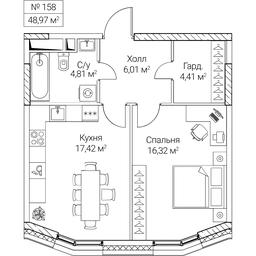 1-BD Apartment Sale, 48.97 sq. m. at SEZAR CITY, 2nd Khoroshyovsky Drive, Moscow, Russia #4
