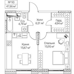 1-BD Apartment Sale, 47.66 sq. m. at SEZAR CITY, 2nd Khoroshyovsky Drive, Moscow, Russia #4