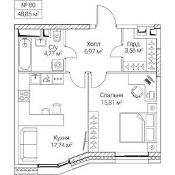 1-BD Apartment Sale, 48.85平方米 at SEZAR CITY, 2nd Khoroshyovsky Drive, Moscow, Russia #4