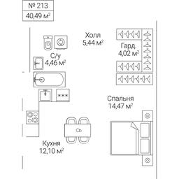 1-BD Apartment Sale, 40.49 sq. m. at SEZAR CITY, 2nd Khoroshyovsky Drive, Moscow, Russia #4