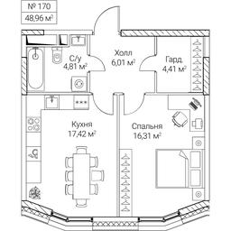 1-BD Apartment Sale, 48.96平方米 at SEZAR CITY, 2nd Khoroshyovsky Drive, Moscow, Russia #4
