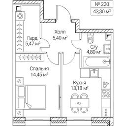1-BD Apartment Sale, 43.3 sq. m. at SEZAR CITY, 2nd Khoroshyovsky Drive, Moscow, Russia #4