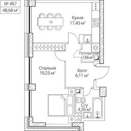 1-BD Apartment Sale, 48.68 sq. m. at SEZAR CITY, 2nd Khoroshyovsky Drive, Moscow, Russia #4