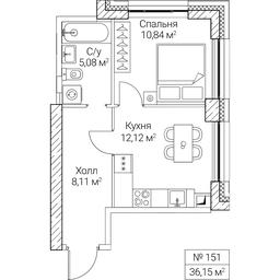 1-BD Apartment Sale, 36.15平方米 at SEZAR CITY, 2nd Khoroshyovsky Drive, Moscow, Russia #4