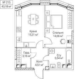 1-BD Apartment Sale, 43.18 sq. m. at SEZAR CITY, 2nd Khoroshyovsky Drive, Moscow, Russia #4