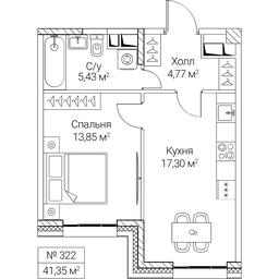 1-BD Apartment Sale, 41.35 sq. m. at SEZAR CITY, 2nd Khoroshyovsky Drive, Moscow, Russia #4