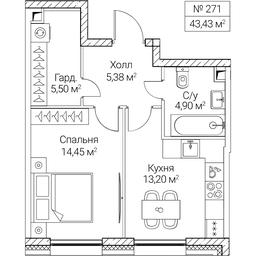 1-BD Apartment Sale, 43.43 sq. m. at SEZAR CITY, 2nd Khoroshyovsky Drive, Moscow, Russia #4