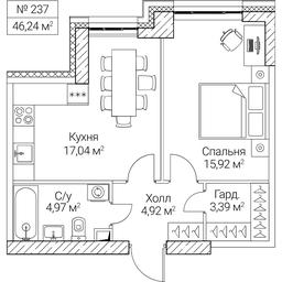 1-BD Apartment Sale, 46.24 sq. m. at SEZAR CITY, 2nd Khoroshyovsky Drive, Moscow, Russia #4