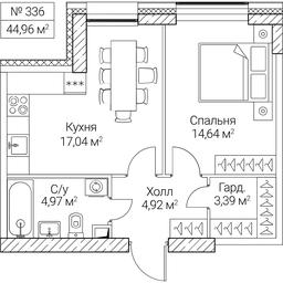 1-BD Apartment Sale, 44.96平方米 at SEZAR CITY, 2nd Khoroshyovsky Drive, Moscow, Russia #4