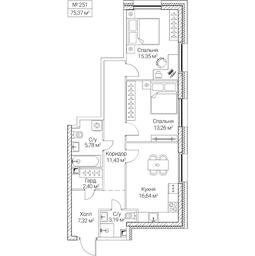 2-BD Apartment Sale, 75.37平方米 at SEZAR CITY, 2nd Khoroshyovsky Drive, Moscow, Russia #4