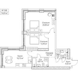 2-BD Apartment Sale, 74.09 sq. m. at SEZAR CITY, 2nd Khoroshyovsky Drive, Moscow, Russia #4