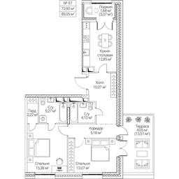 2-BD Apartment Sale, 73.9平方米 at SEZAR CITY, 2nd Khoroshyovsky Drive, Moscow, Russia #4