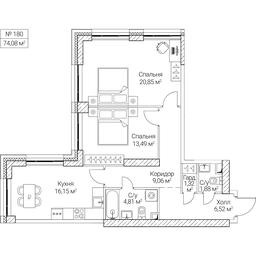 2-BD Apartment Sale, 74.08平方米 at SEZAR CITY, 2nd Khoroshyovsky Drive, Moscow, Russia #4