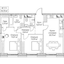 2-BD Apartment Sale, 66.7平方米 at SEZAR CITY, 2nd Khoroshyovsky Drive, Moscow, Russia #4