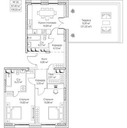 2-BD Apartment Sale, 109.33平方米 at SEZAR CITY, 2nd Khoroshyovsky Drive, Moscow, Russia #4