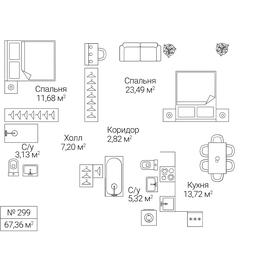 2-BD Apartment Sale, 67.36 sq. m. at SEZAR CITY, 2nd Khoroshyovsky Drive, Moscow, Russia #4