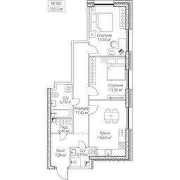 2-BD Apartment Sale, 75.37平方米 at SEZAR CITY, 2nd Khoroshyovsky Drive, Moscow, Russia #4