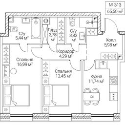 2-BD Apartment Sale, 65.5 sq. m. at SEZAR CITY, 2nd Khoroshyovsky Drive, Moscow, Russia #4