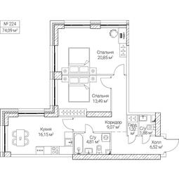2-BD Apartment Sale, 74.09 sq. m. at SEZAR CITY, 2nd Khoroshyovsky Drive, Moscow, Russia #4