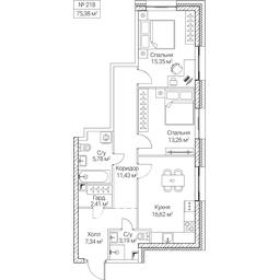 2-BD Apartment Sale, 75.38平方米 at SEZAR CITY, 2nd Khoroshyovsky Drive, Moscow, Russia #4