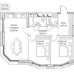 2-BD Apartment Sale, 65.39平方米 at SEZAR CITY, 2nd Khoroshyovsky Drive, Moscow, Russia #4