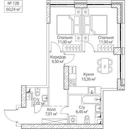 2-BD Apartment Sale, 60.24 sq. m. at SEZAR CITY, 2nd Khoroshyovsky Drive, Moscow, Russia #4