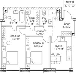 2-BD Apartment Sale, 65.58 sq. m. at SEZAR CITY, 2nd Khoroshyovsky Drive, Moscow, Russia #4