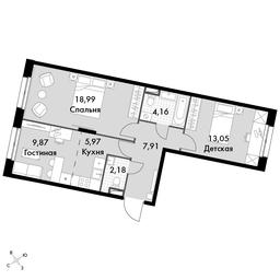 3-BD Apartment Sale, 62.13 sq. m. at Dvizhenie. Govorovo, Центральная улица, 47, деревня Говорово, поселение Московский, Москва, Россия #2