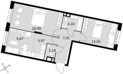 3-BD Apartment Sale, 62.13 sq. m. at Dvizhenie. Govorovo, Центральная улица, 47, деревня Говорово, поселение Московский, Москва, Россия #4