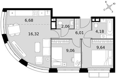 3-BD Apartment Sale, 53.95 sq. m. at Dvizhenie. Govorovo, Центральная улица, 47, деревня Говорово, поселение Московский, Москва, Россия #2