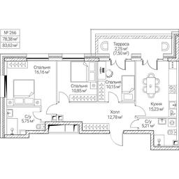 3-BD Apartment Sale, 78.38平方米 at SEZAR CITY, 2nd Khoroshyovsky Drive, Moscow, Russia #4